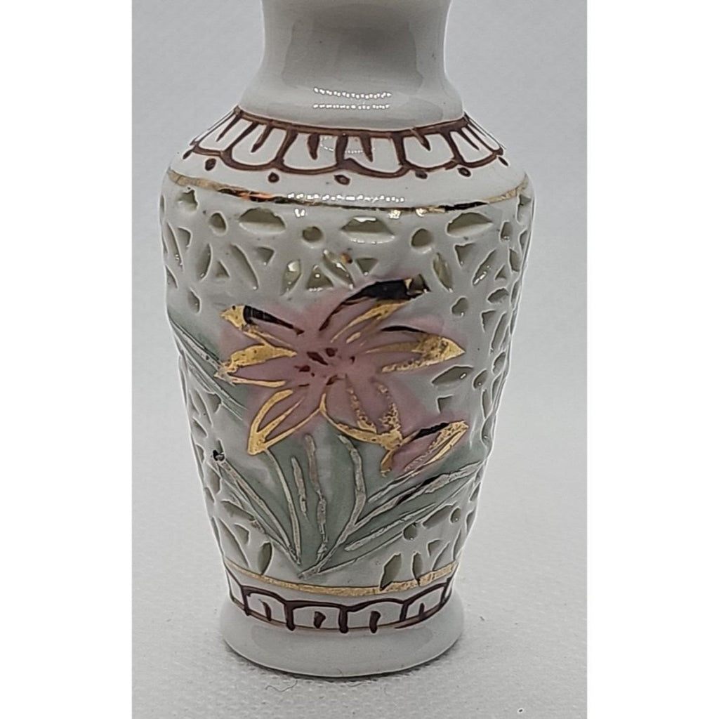 Vintage Porcelain Miniature Vase Lily Flower 2.5 Inch
