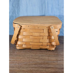 Vintage Basketville Wooden Picnic Basket with Lid & Handle 12.5x13x8