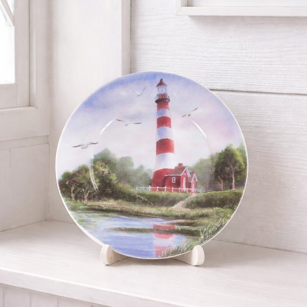 Virginia Assateague Lighthouse Decorative Plate 8 Inch Coastal Decor
