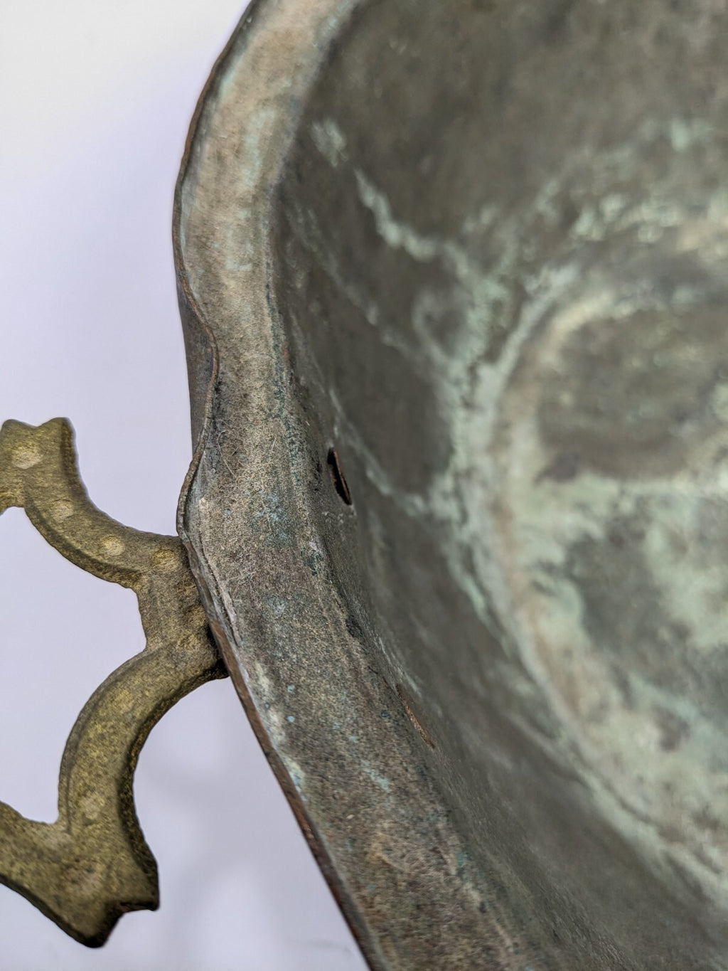 Vintage Copper Plated Pot With Cast Brass Handles