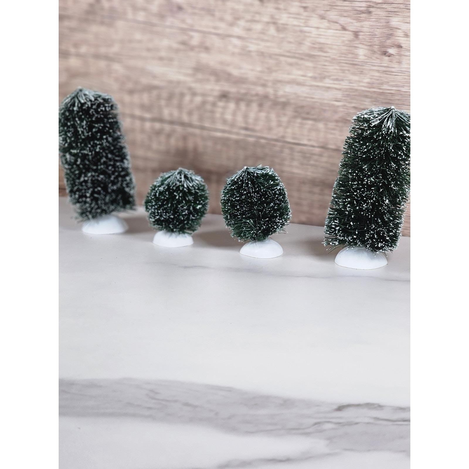 Vintage Dept 56 Frosted Bottle Brush Trees Set of 4 Holiday Decor