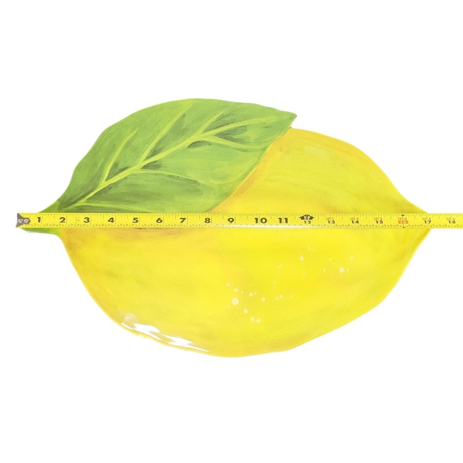 Vintage Lemon Shaped Serving Tray Yellow Melamine Citrus Kitchen Decor
