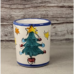 Vintage Vietri Natale Blue Trim Christmas Tree Ceramic Cup