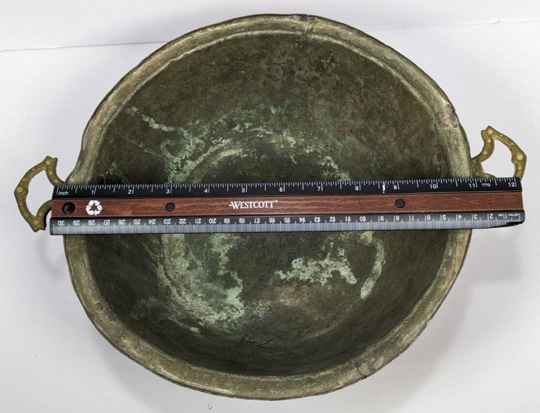 Vintage Copper Plated Pot With Cast Brass Handles