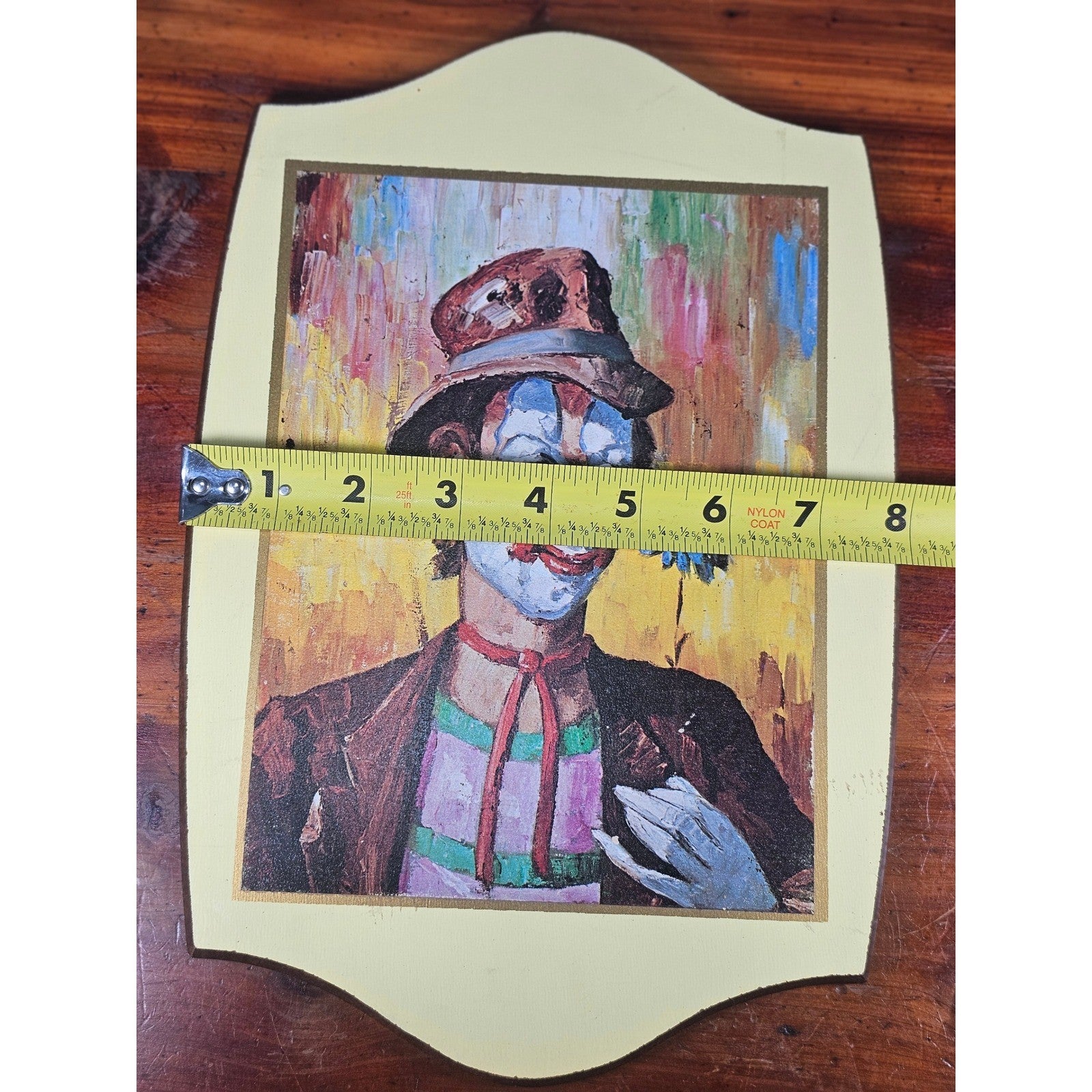 Vintage Clown Wall Plaque Folk Art Style Decorative Hanging 11.5 x 8