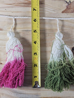 Yarn Tassel Garland Yellow Pink Green 32"