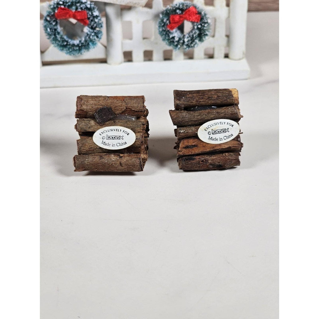 Vintage Lemax Christmas Village Accessories Fence Bench Firewood Set