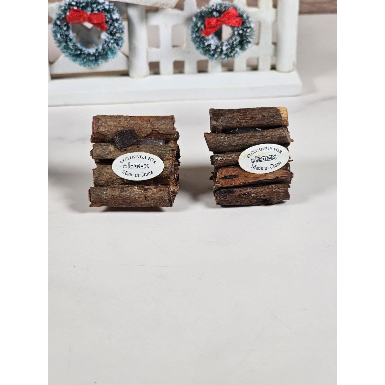 Vintage Lemax Christmas Village Accessories Fence Bench Firewood Set