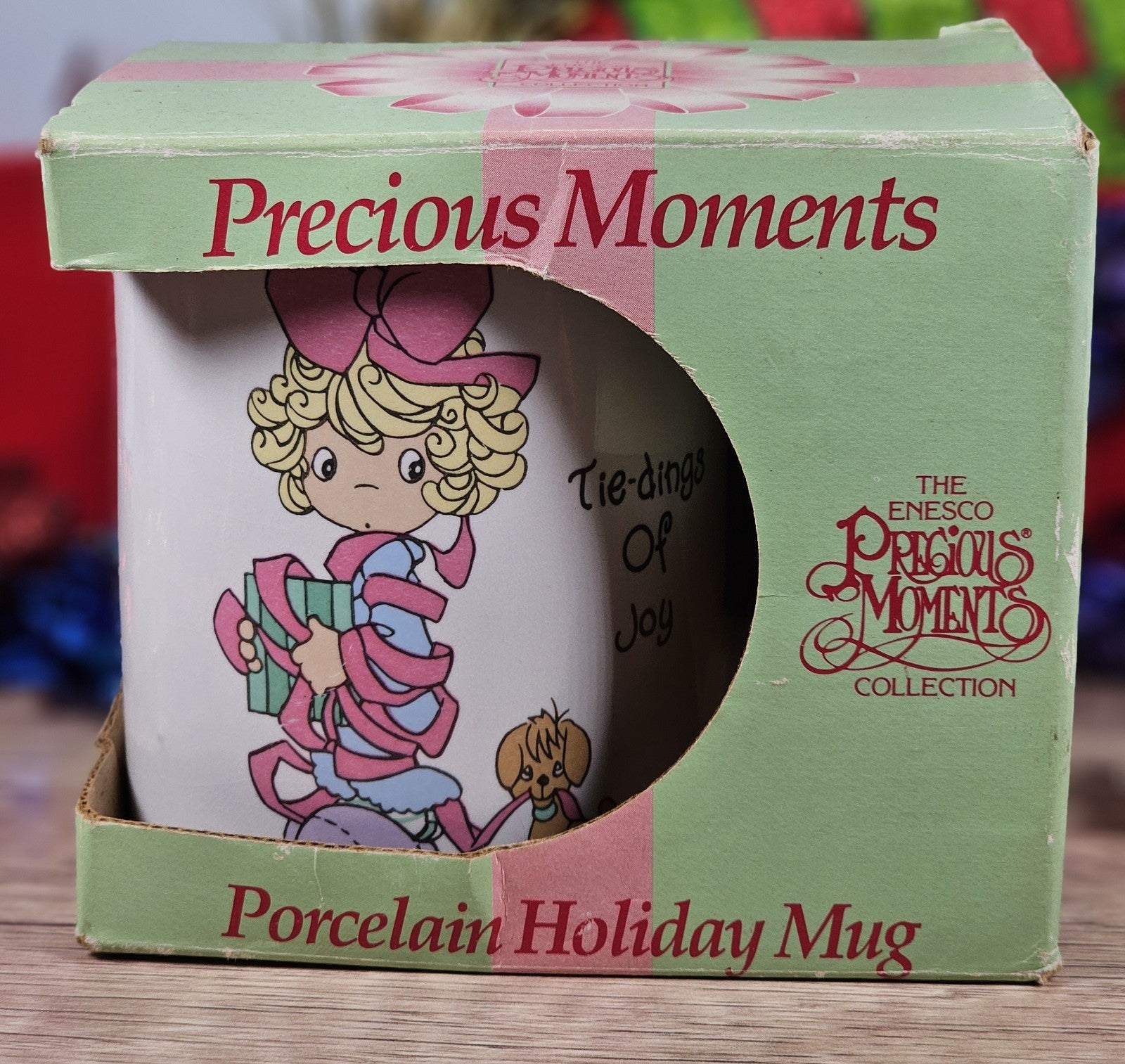 Vintage Precious Moments Porcelain Holiday Mug Tie-Dings Of Joy 1994