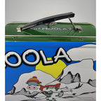 Vintage Moola the Cow Metal Lunch Box Green Blue
