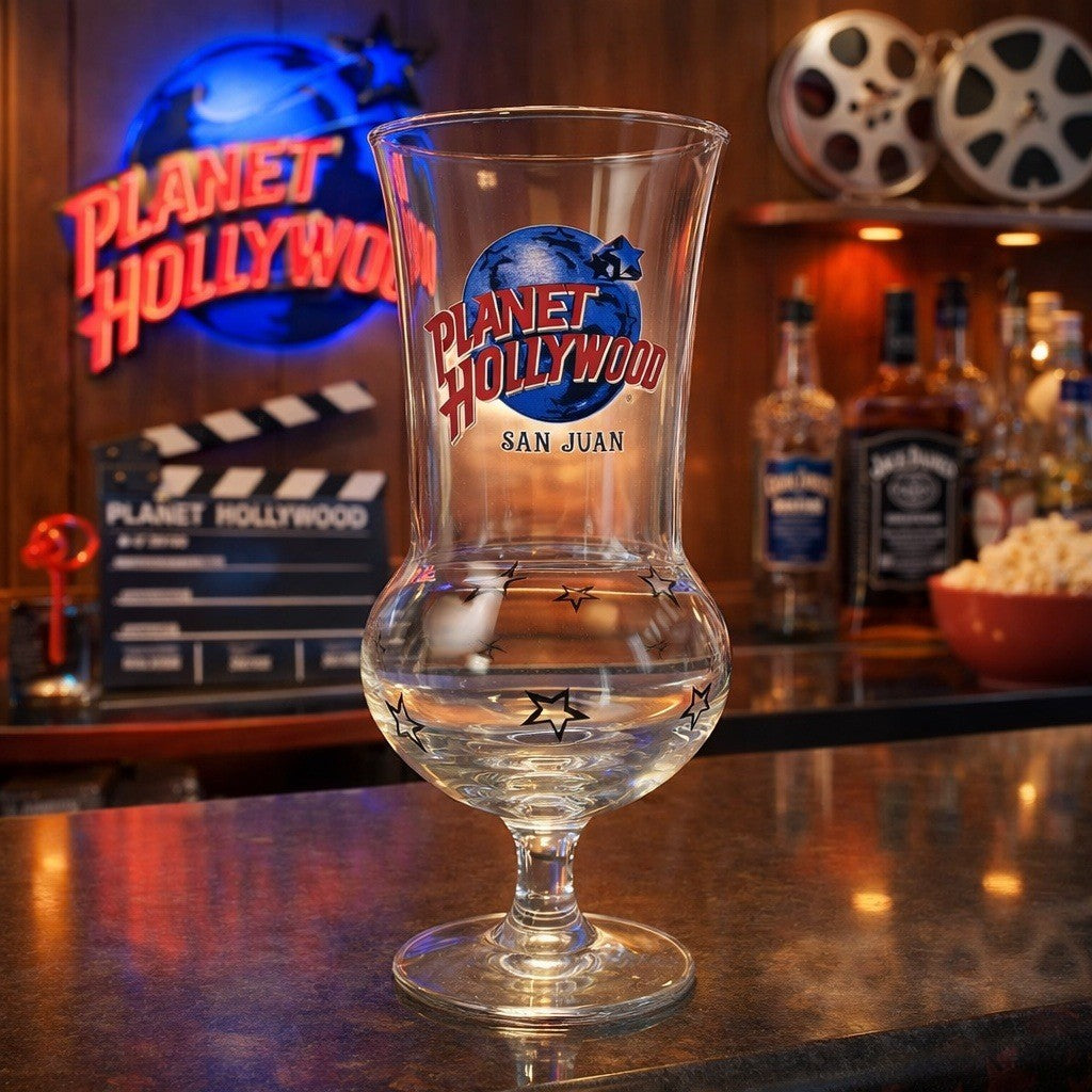 Vintage Planet Hollywood San Juan Hurricane Glass Barware Collectible