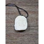 Vintage Buffalo Bone Carved Pendant Necklace Native American Style 2x1