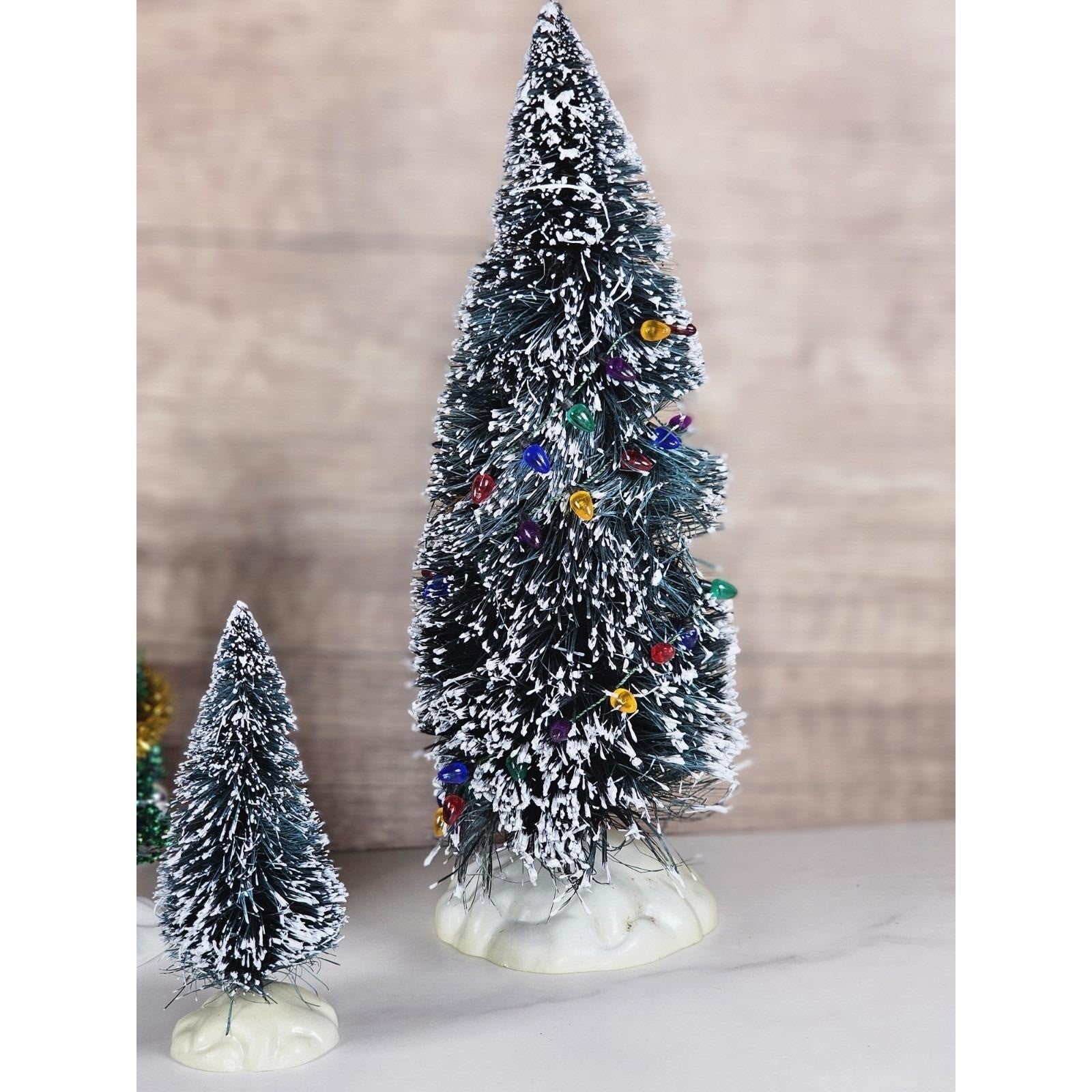 Vintage Lemax Christmas Village Trees Set of 3 Flocked Snowy Trees