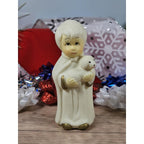 Vintage Nativity Wise Man Figurine Lamb White Gold 3.5 Inch