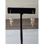 Vintage 925 Sterling Silver Citrine Drop Earrings Teardrop Dangle