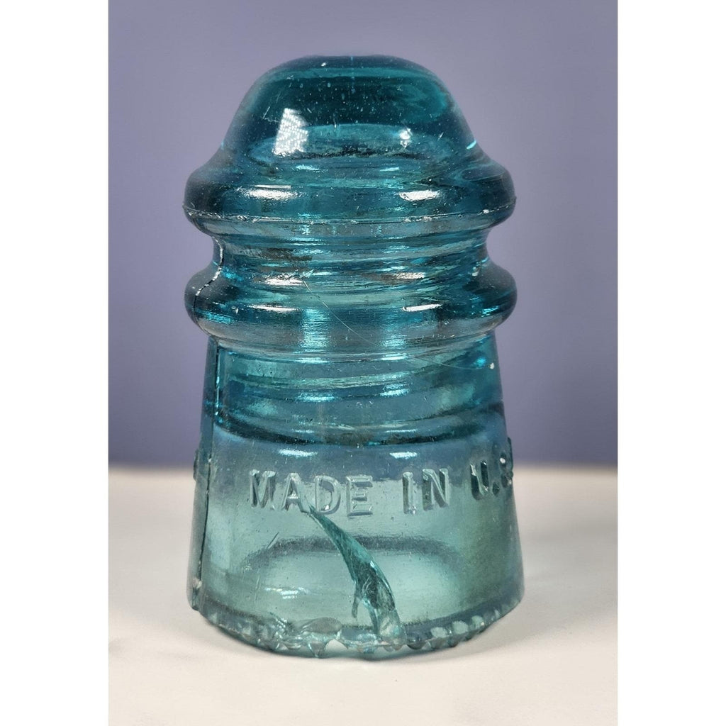 Vintage Hemingray No 9 Glass Insulator Blue May 2 1893