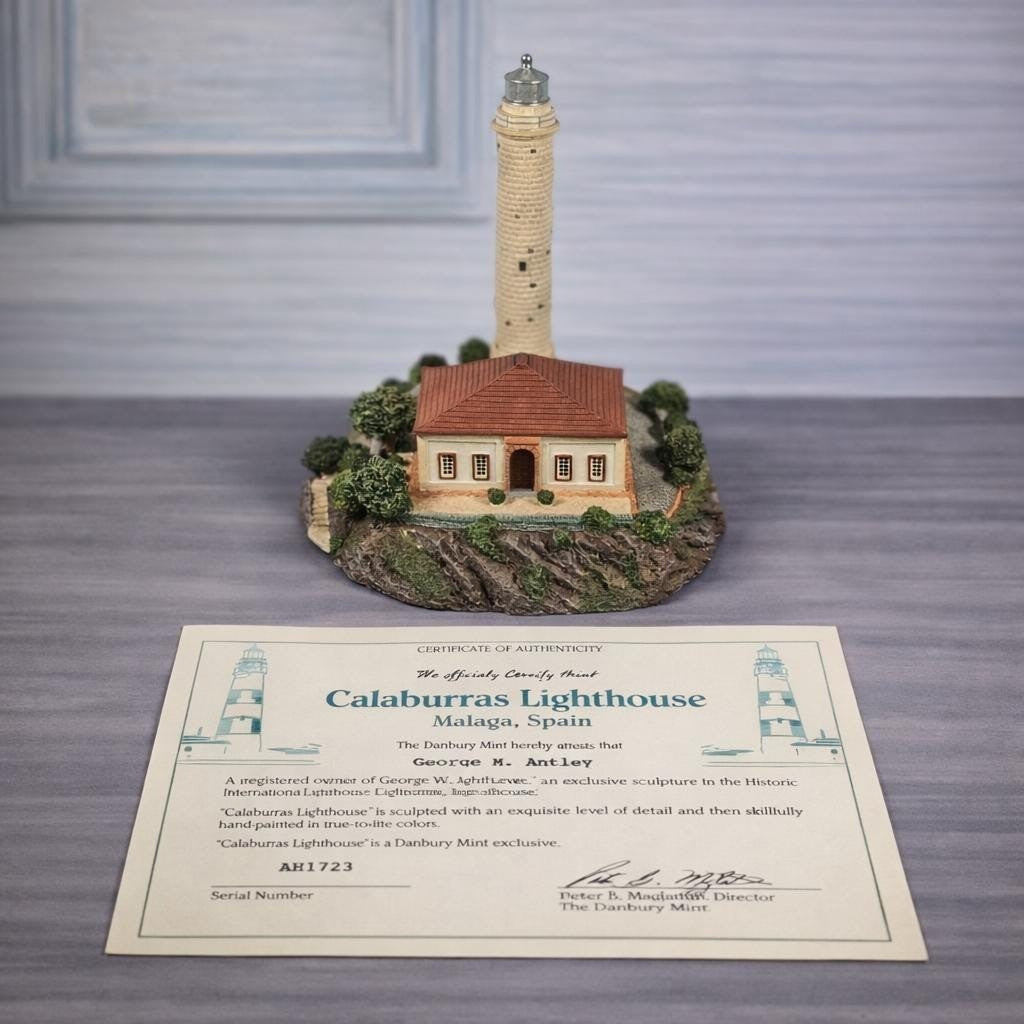 Danbury Mint Calaburras Lighthouse Spain Figurine COA