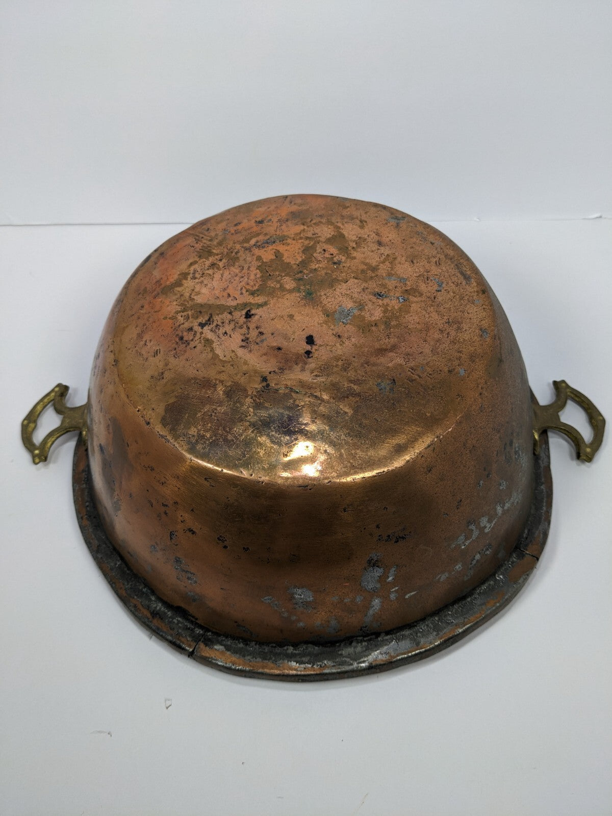 Vintage Copper Plated Pot With Cast Brass Handles