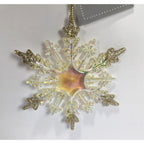 Snowflake Ornaments Set Prismatic Glitter 4 Inch Plastic