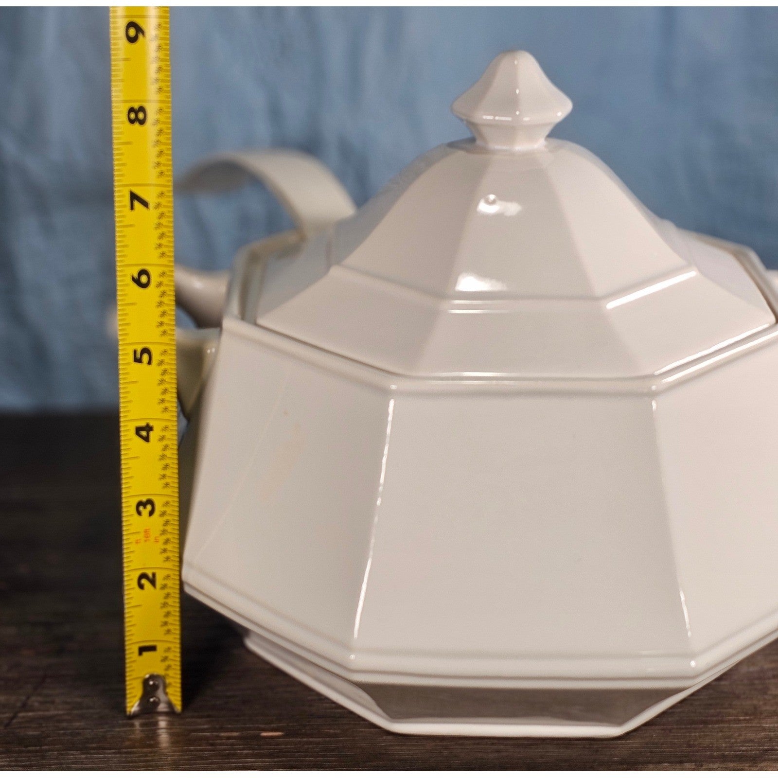 Vintage White Soup Tureen with Lid and Ladle | Octagonal Serving Dish