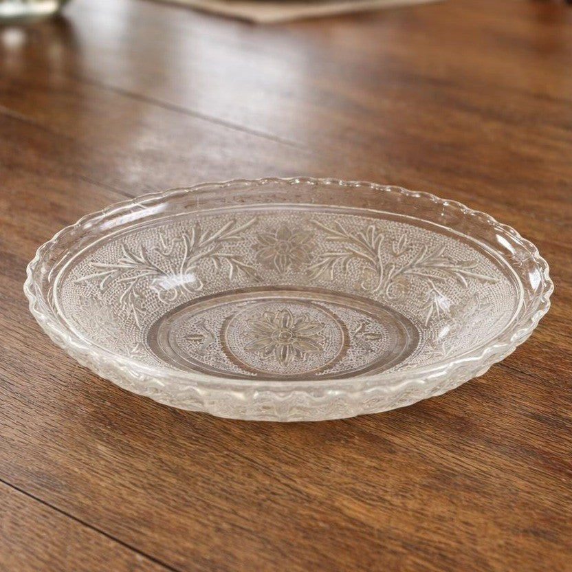 Anchor Hocking Sandwich Glass Oval Serving Bowl Scalloped Edge