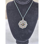 Vintage Om Lotus Pendant Necklace Boho Spiritual Medallion