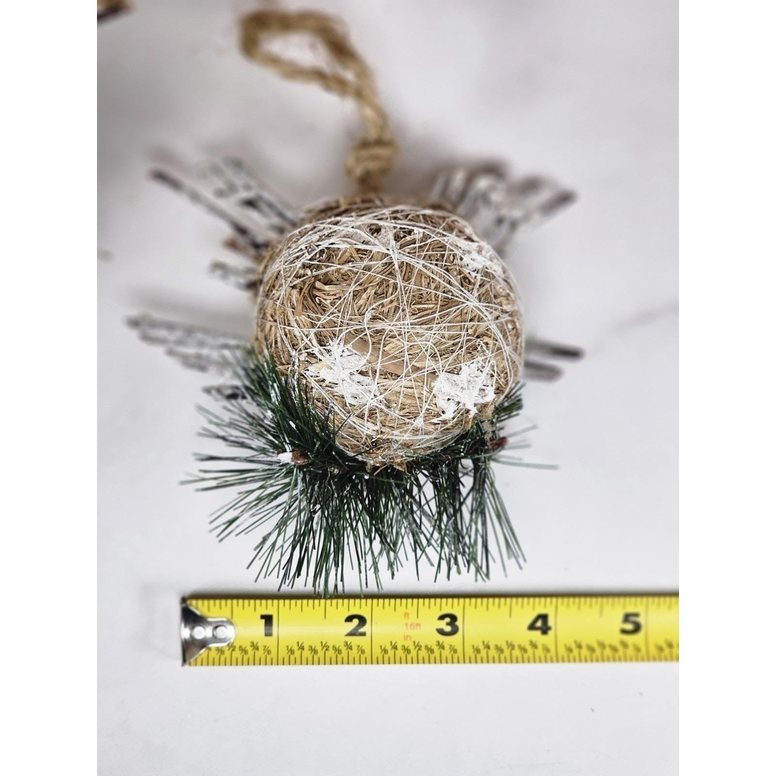 Vintage Sisal Owl Christmas Ornaments Set of 3 Rustic Woodland Holiday Decor