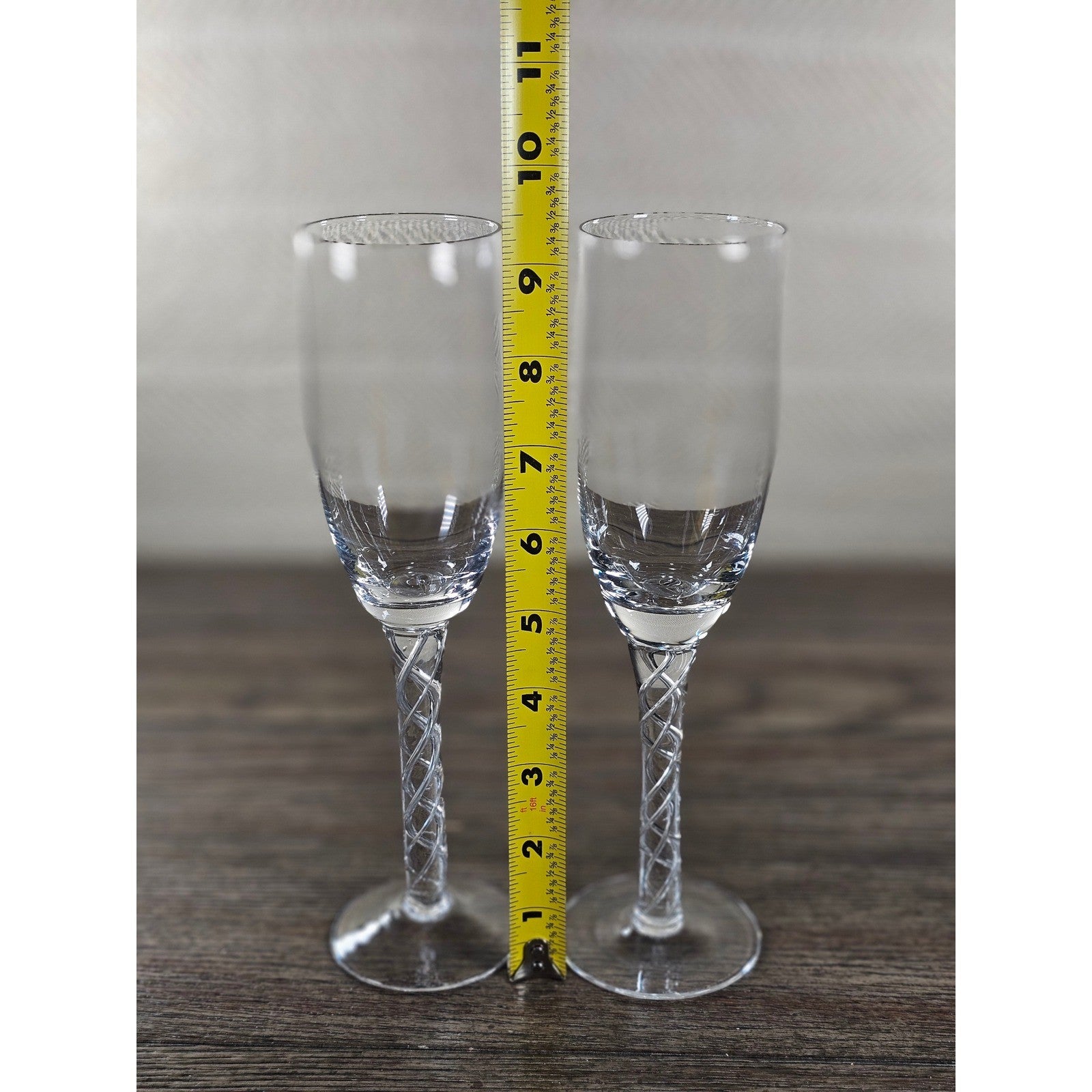 Vintage Clear Cordial Glasses Twisted Stem Set of 2 9.5" Tall