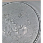 Vintage Christmas Glass Platter Teddy Bear Holiday Serving Plate