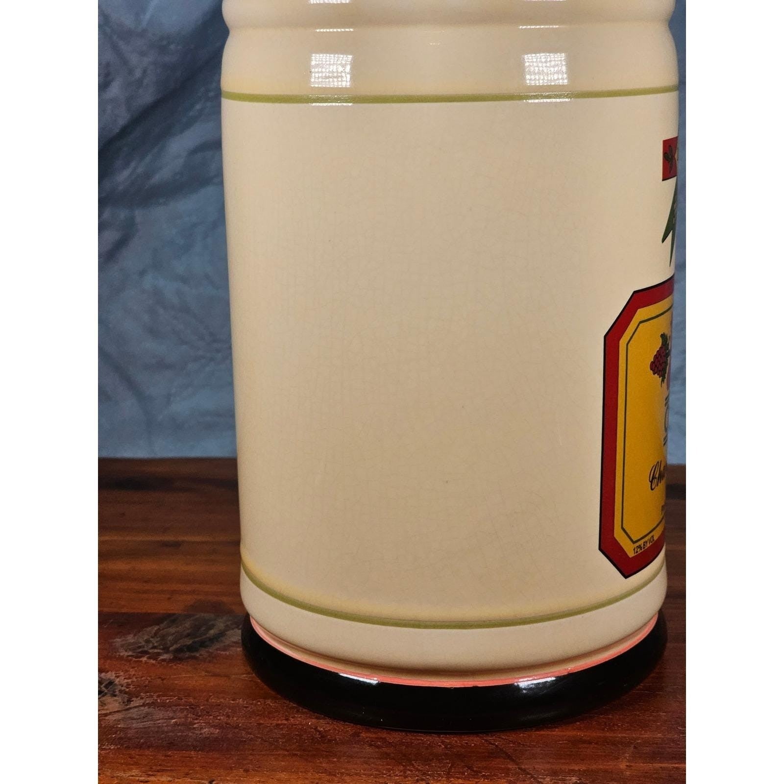 Vintage OGGI Chardonnay Wine Ceramic Canister With Lid 10 In