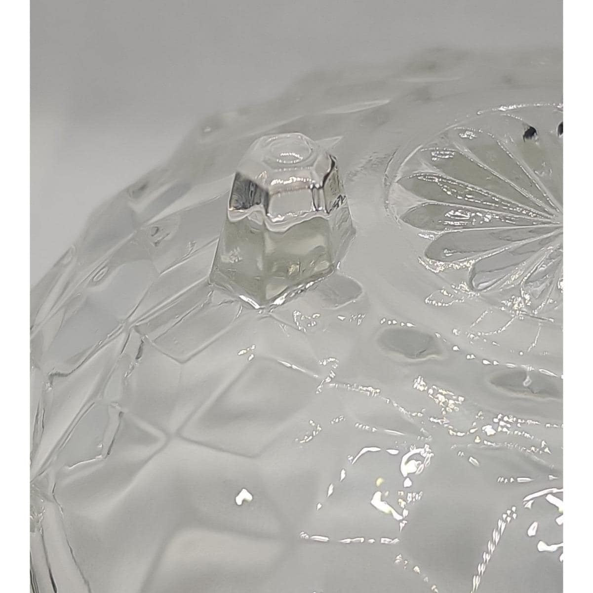 Vintage Fostoria American Cubist Glass Bowl 3 Footed Sawtooth Rim