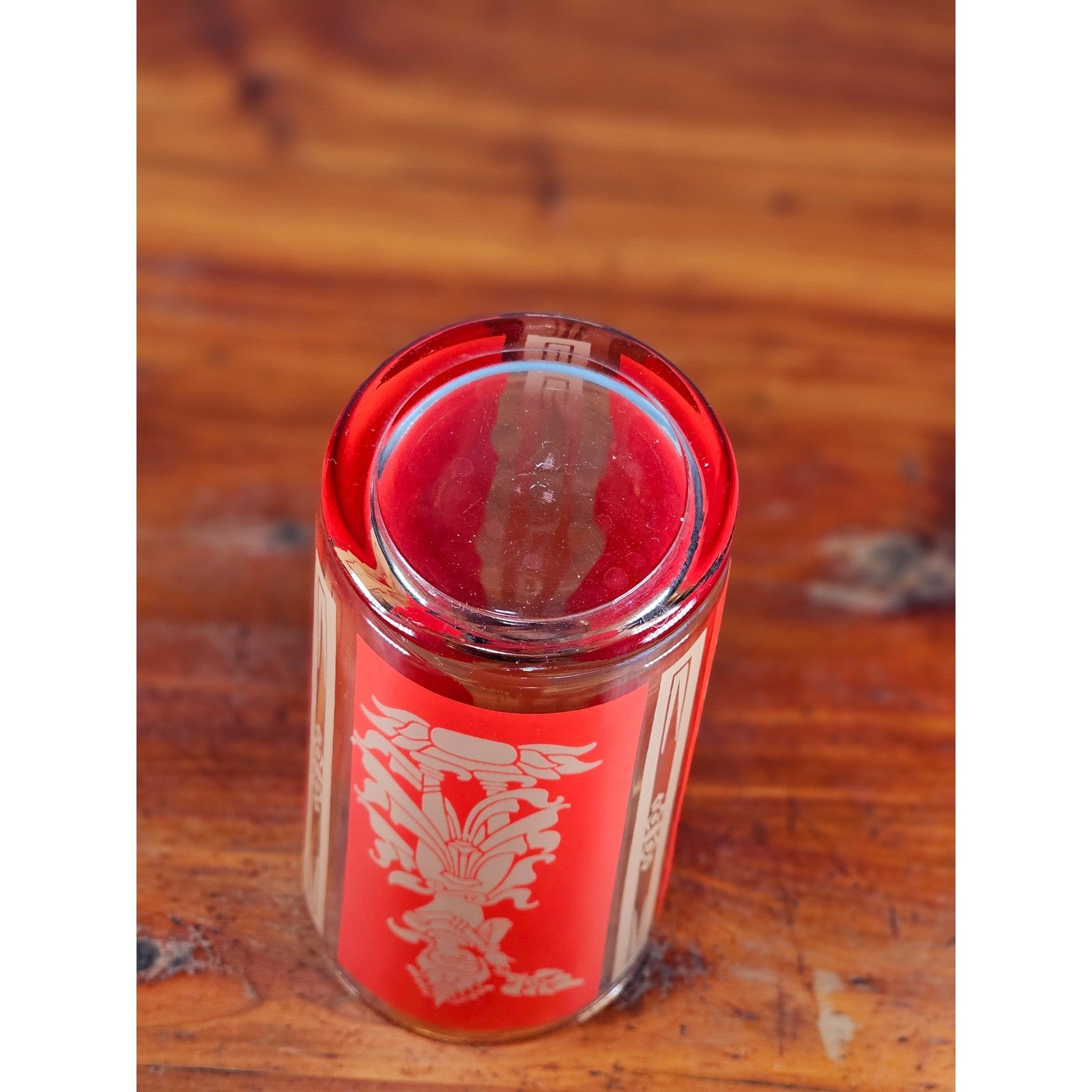 Vintage Culver Thai Goddess Highball Glass | Red & 22K Gold Barware