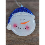 Snowman Christmas Ornament Blue Hat Hard Plastic Winter Decor 4 Inch