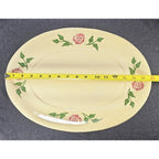 Vintage Floral Oval Serving Platter Yellow Pink Rose Ceramic 16x12