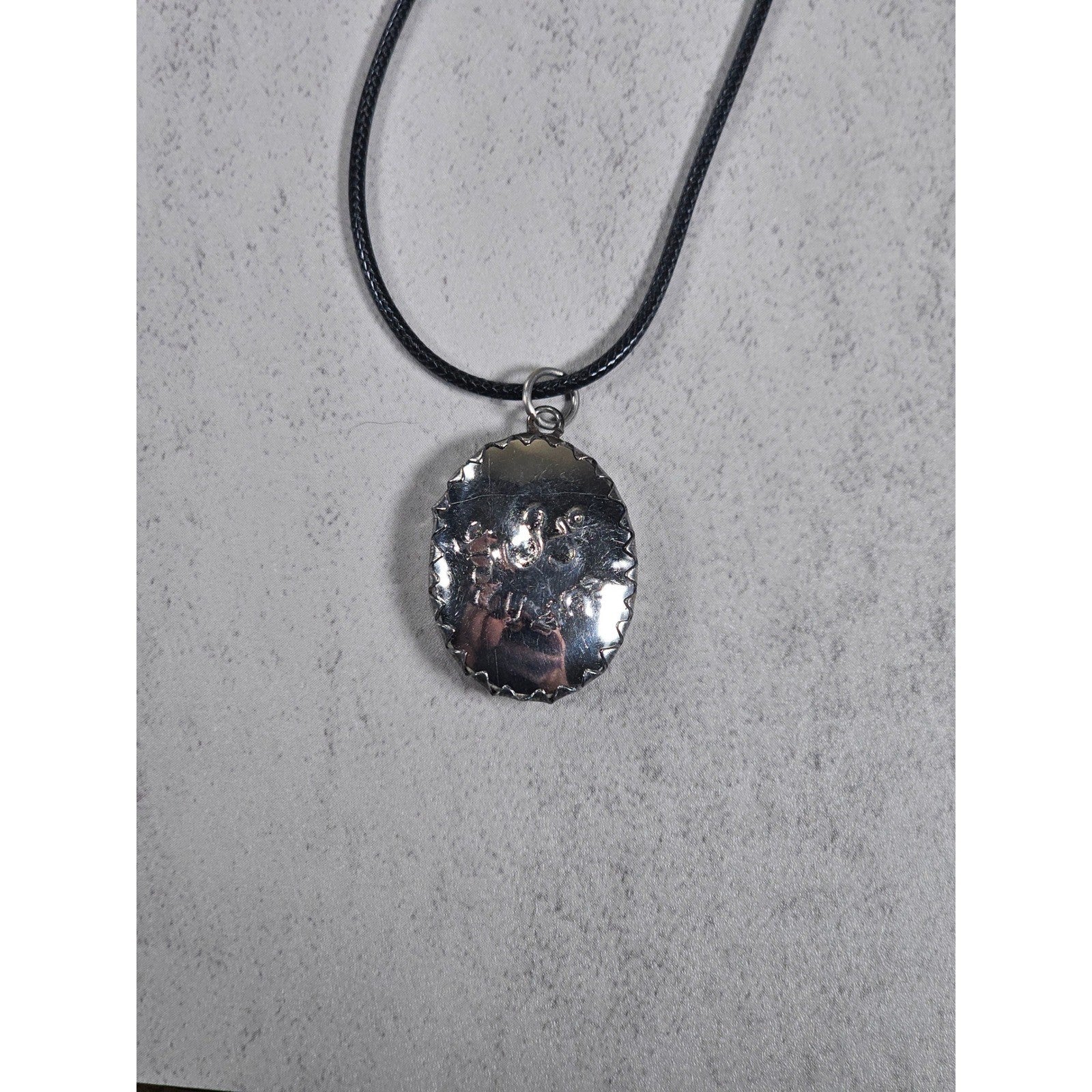 Vintage Hindu Deity Pendant Necklace Oval Religious Medallion