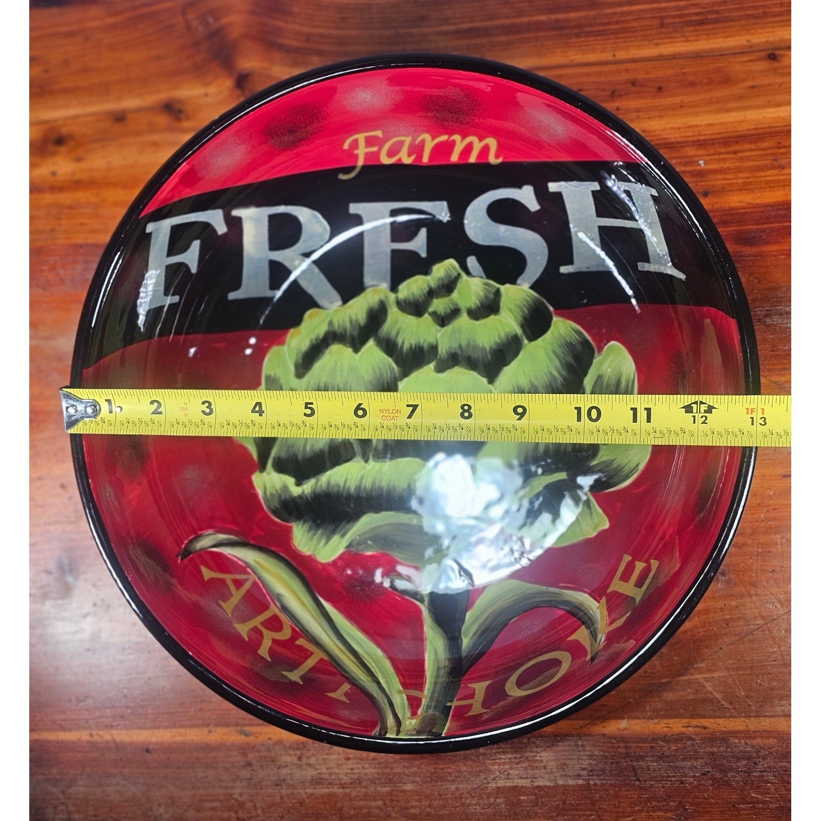 Certified International Farm Fresh Artichoke Serving Bowl Red Black