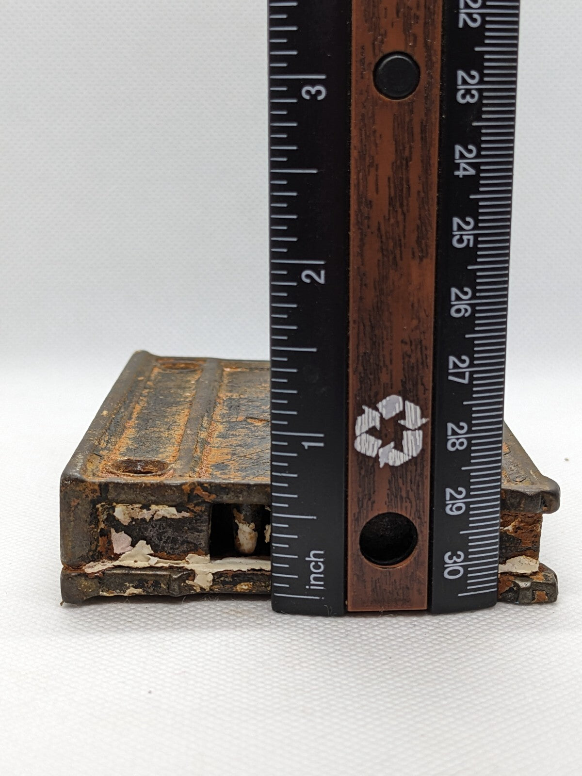 Antique Pye Co Cast-Iron Rim Lock with Aged Patina 4"x3"x0.5"