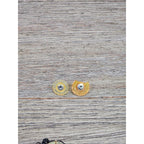 Vintage Black Beaded Knot Stud Earrings Gold Tone Post Statement