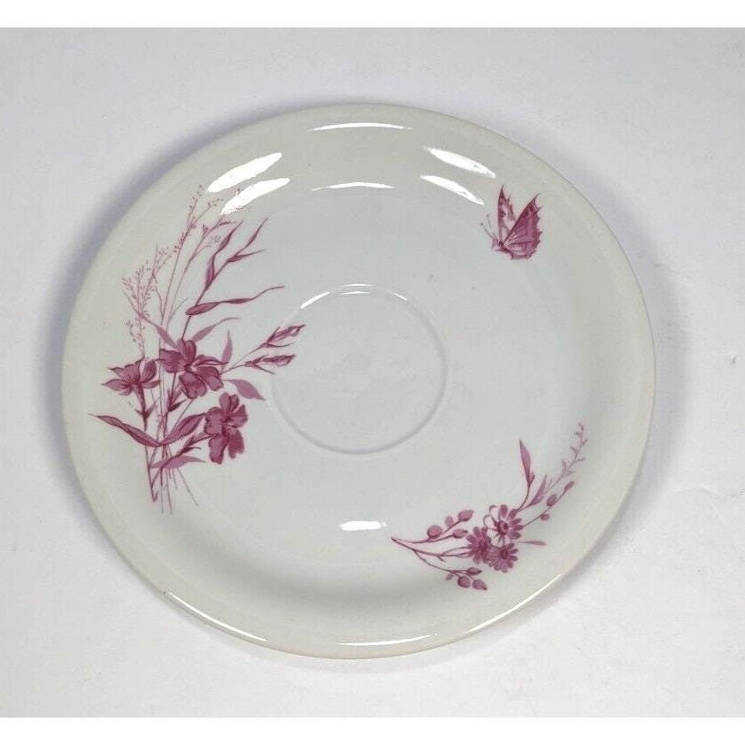 Moritz Zdekauer Saucer Floral Butterfly Gold Rim Czech Porcelain