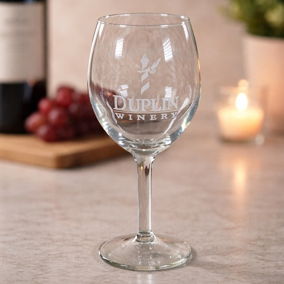 Duplin Winery Wine Glass 7" Tall Etched Stemmed Goblet