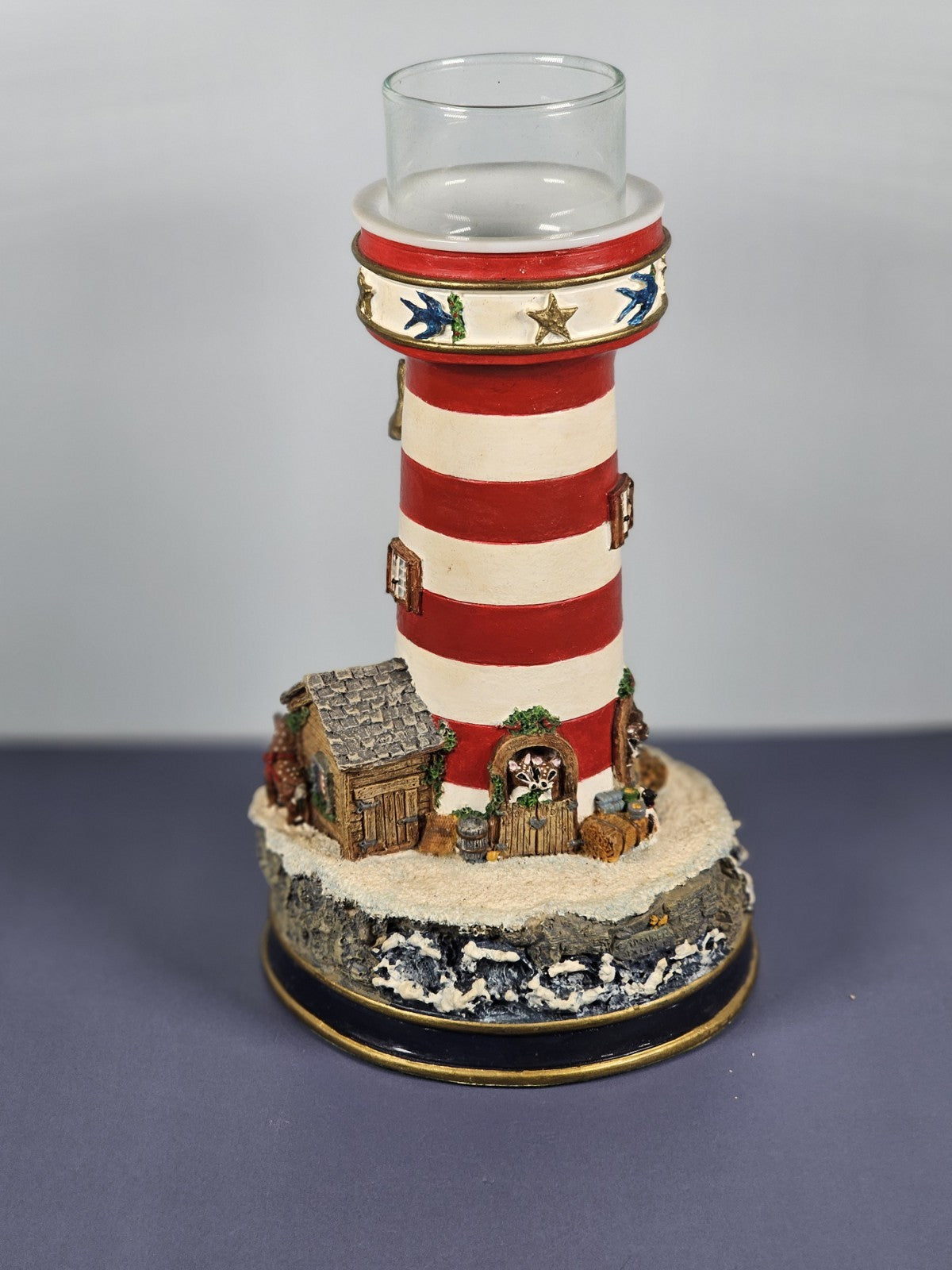 VTG Danbury Mint “Night Before Christmas” Lighthouse Candle Holder Nautical