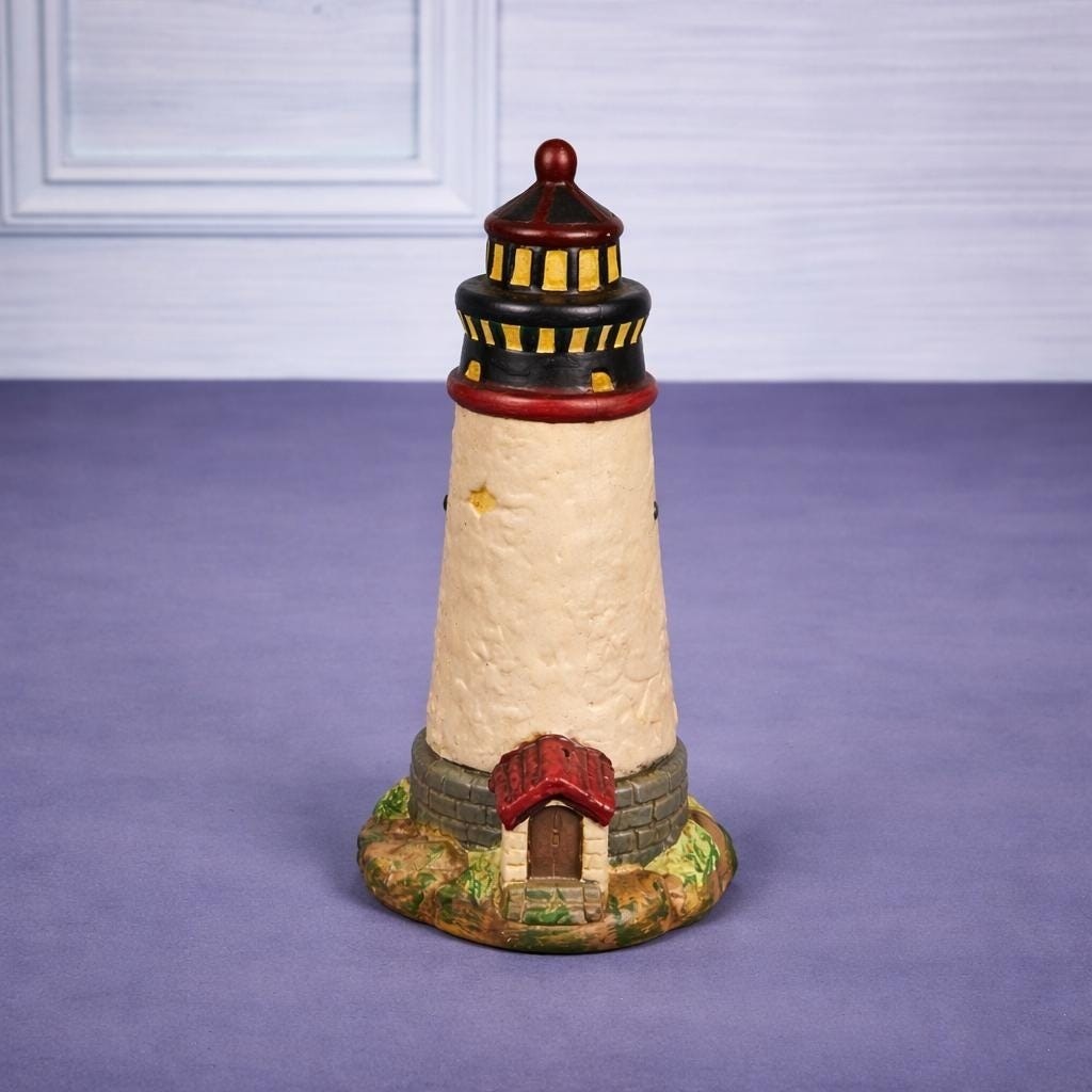 KS Collection Lighthouse Figurine Blue Brick Base Coastal Decor