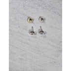 Vintage Oval Clear Rhinestone Stud Earrings Silver Tone Posts