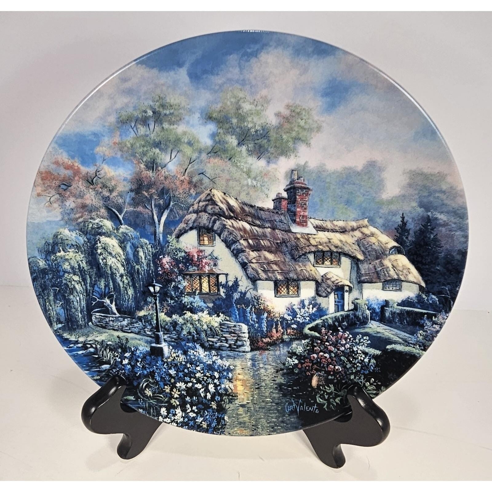 Carl Valente Bedfordshire Evening Sky Plate Poetic Cottages