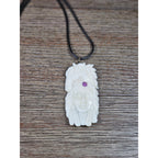 Vintage Buffalo Bone Carved Horse & Native American Figure Pendant Necklace