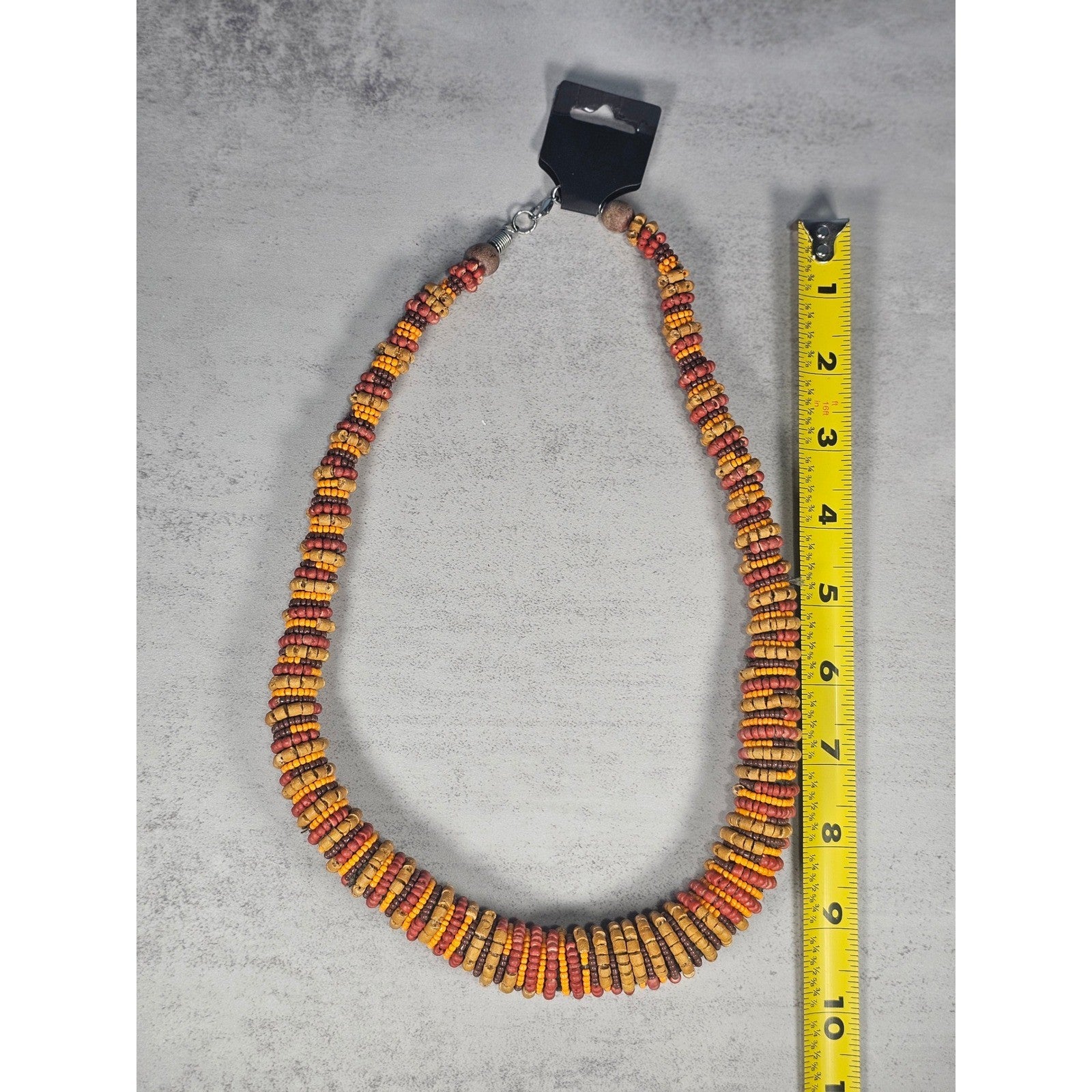 Vintage Handmade Multicolor Beaded Necklace | Earth Tone Statement Jewelry