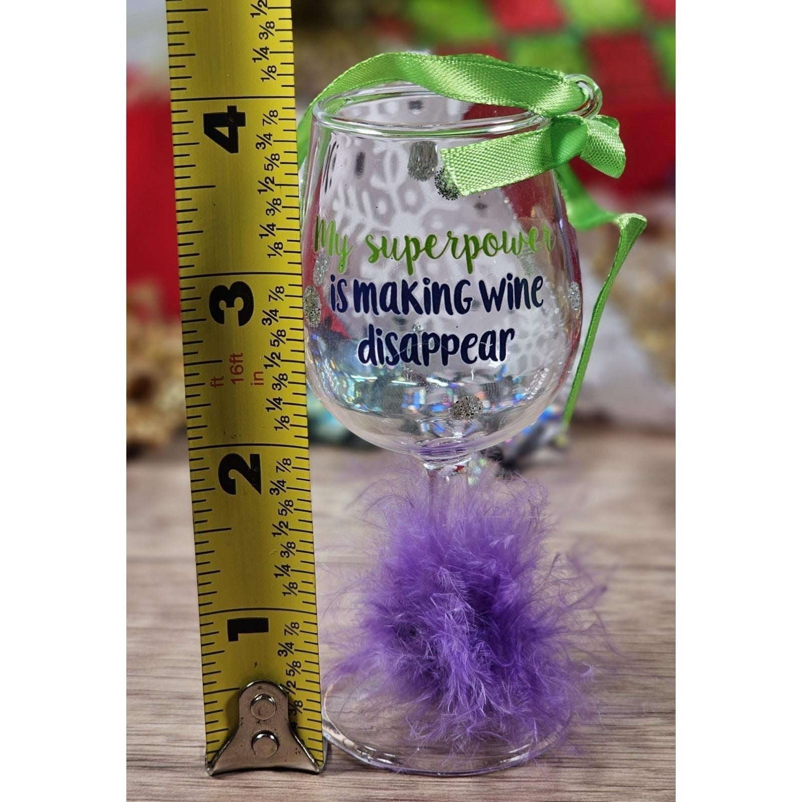 Vintage Wine Glass Christmas Ornament Funny Wine Quote 4 Inch