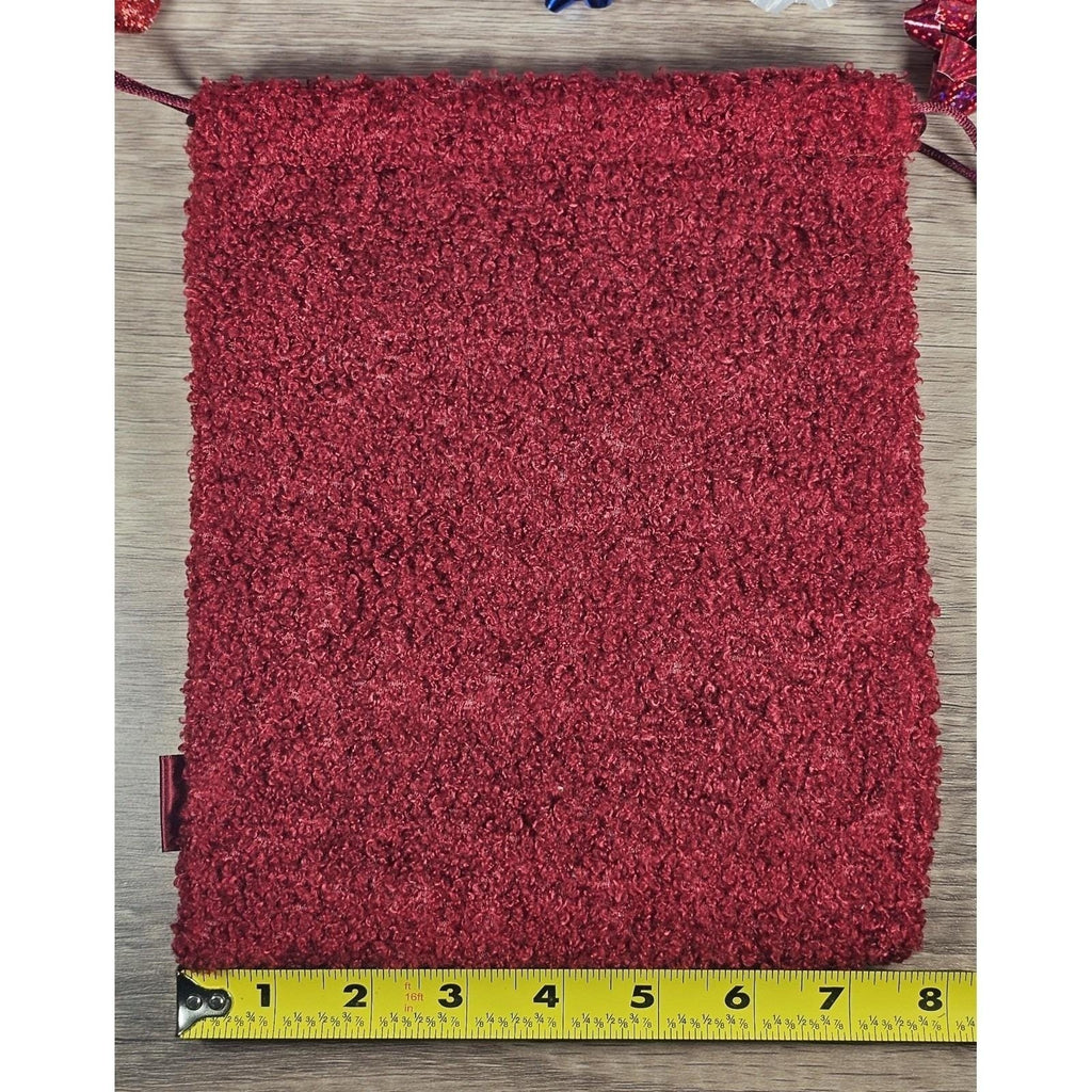Ipsy Glam Bag Plus Red Drawstring Makeup Bag Plush Cosmetic Pouch