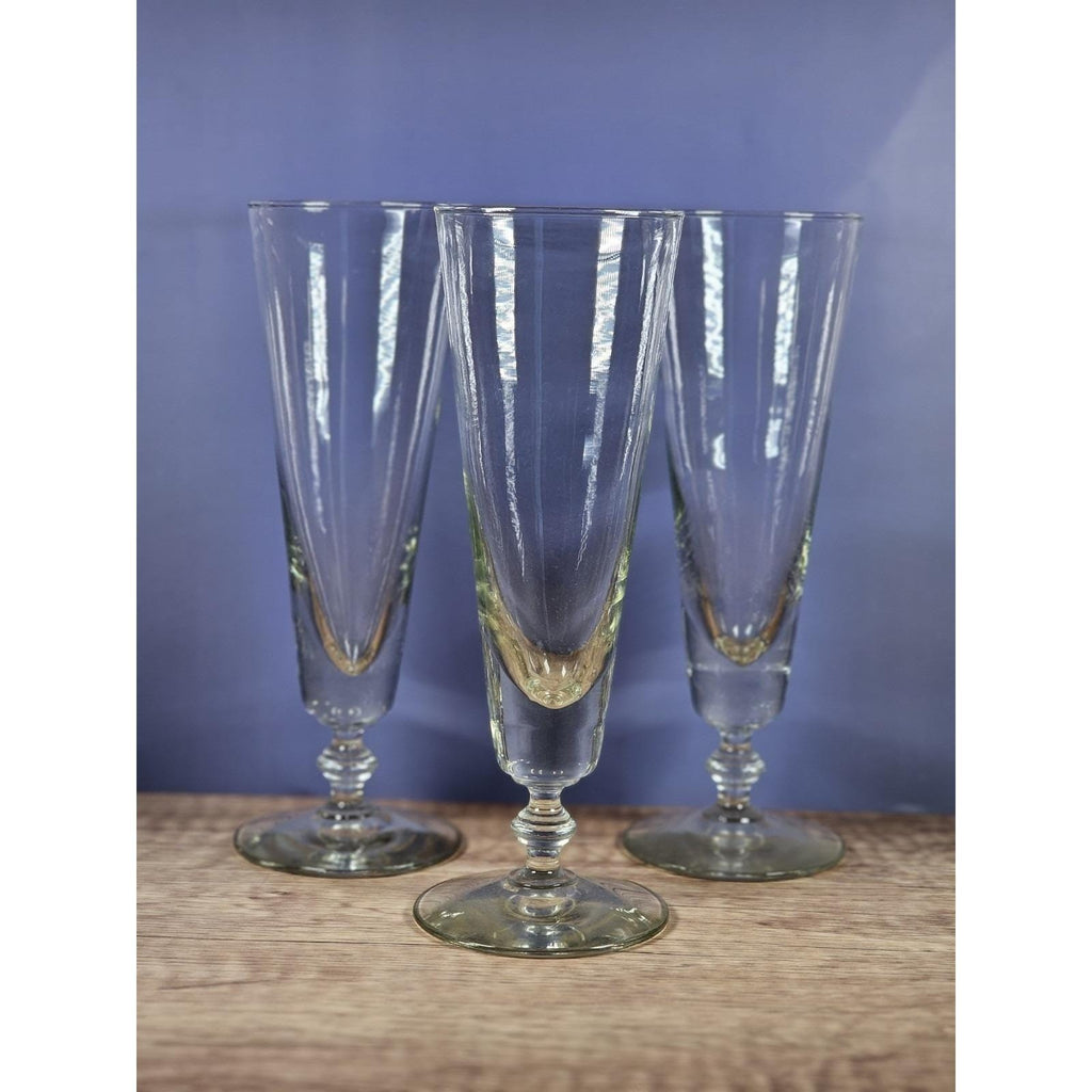 Vintage Pilsner Glasses Set of 3 Pedestal Beer Glass 9 Inch
