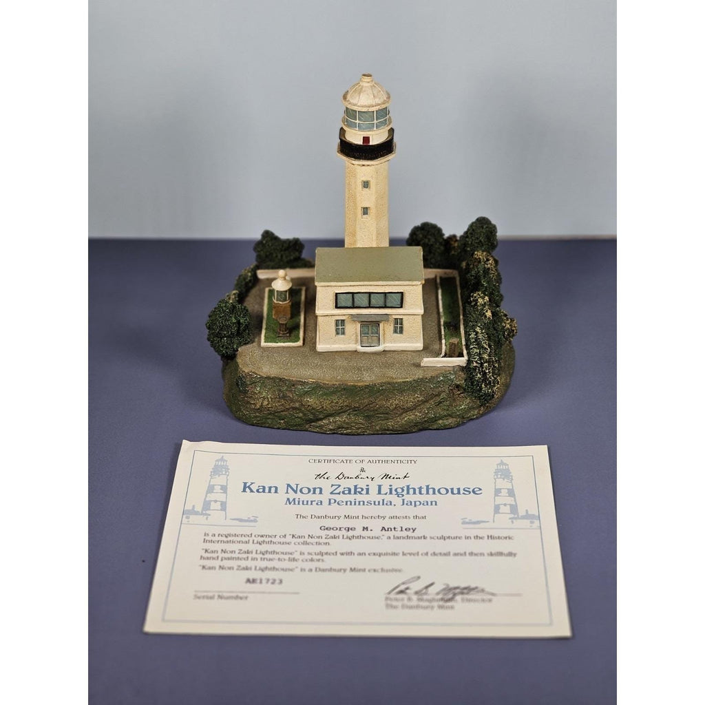 Danbury Mint Kan Non Zaki Lighthouse Figurine COA Japan